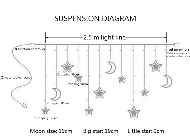 Ramadan Eid Crescent and Star String Light Decoration