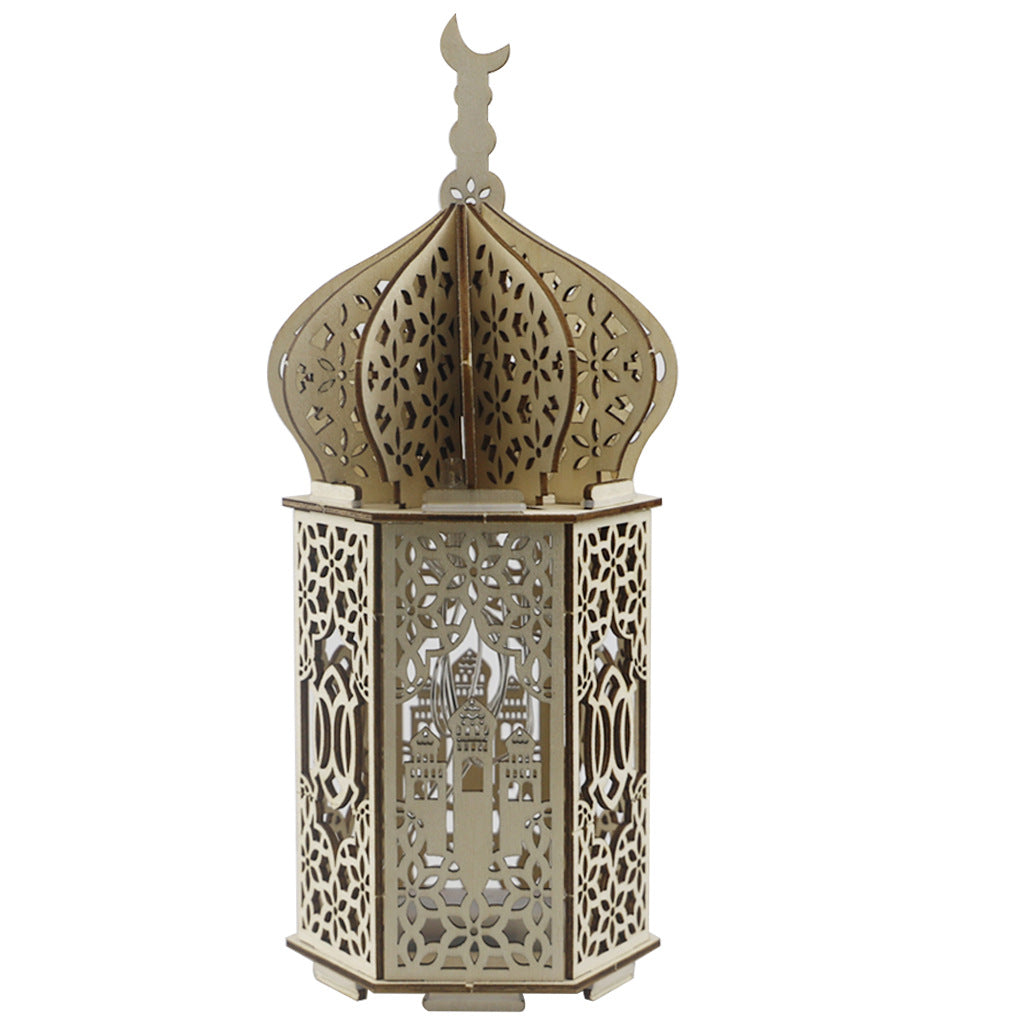 Ramadan Eid Carved Wood Masjid Lantern Decoration