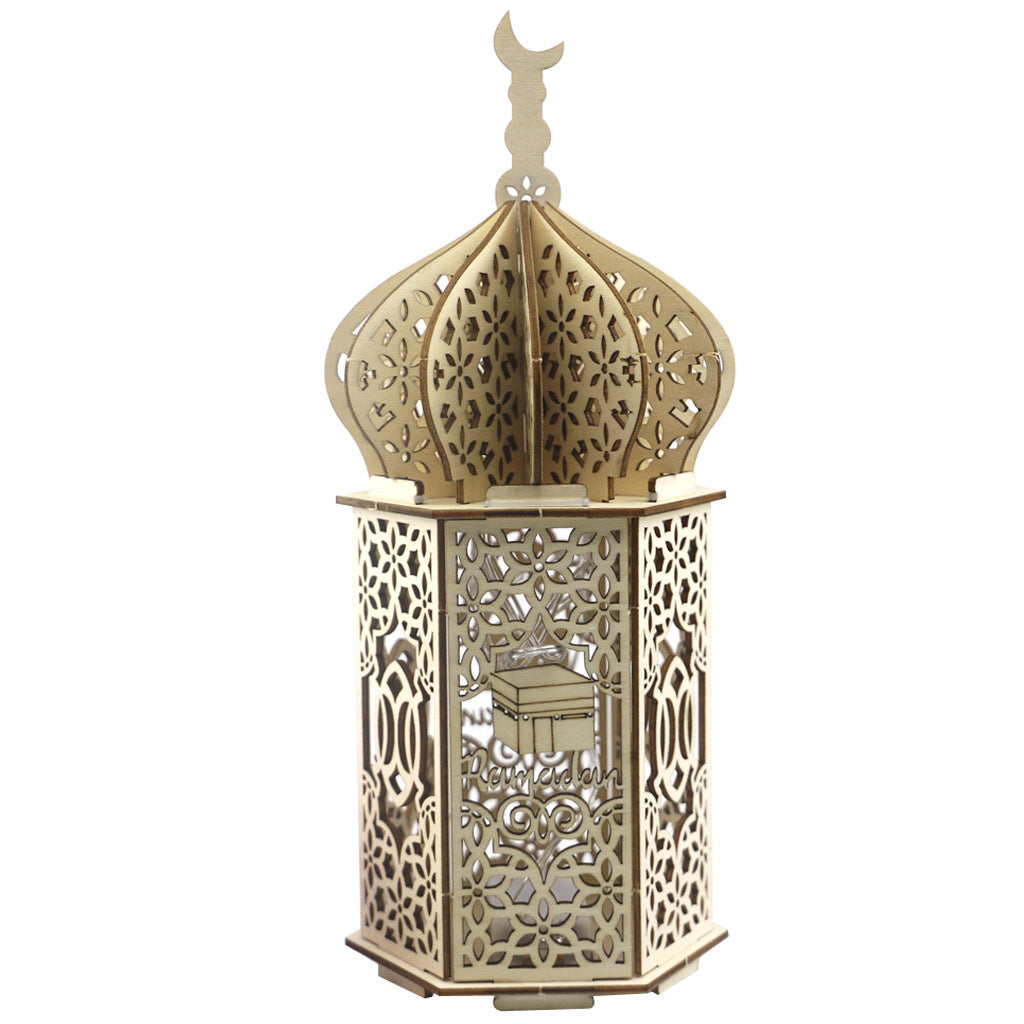 Ramadan Eid Carved Wood Masjid Lantern Decoration